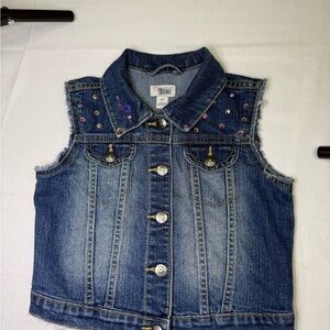 The Children's Place Blue Denim Vest with Colorful Accents
